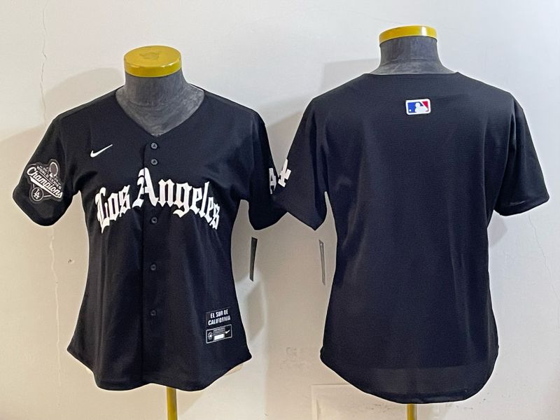 Women 2026 Los Angeles Dodgers Blank Black Game Nike MLB Jersey style 004
